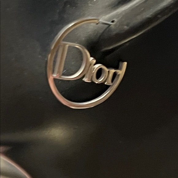 Shiny Silver Logo Hoop Earrings - Picture 3 of 5